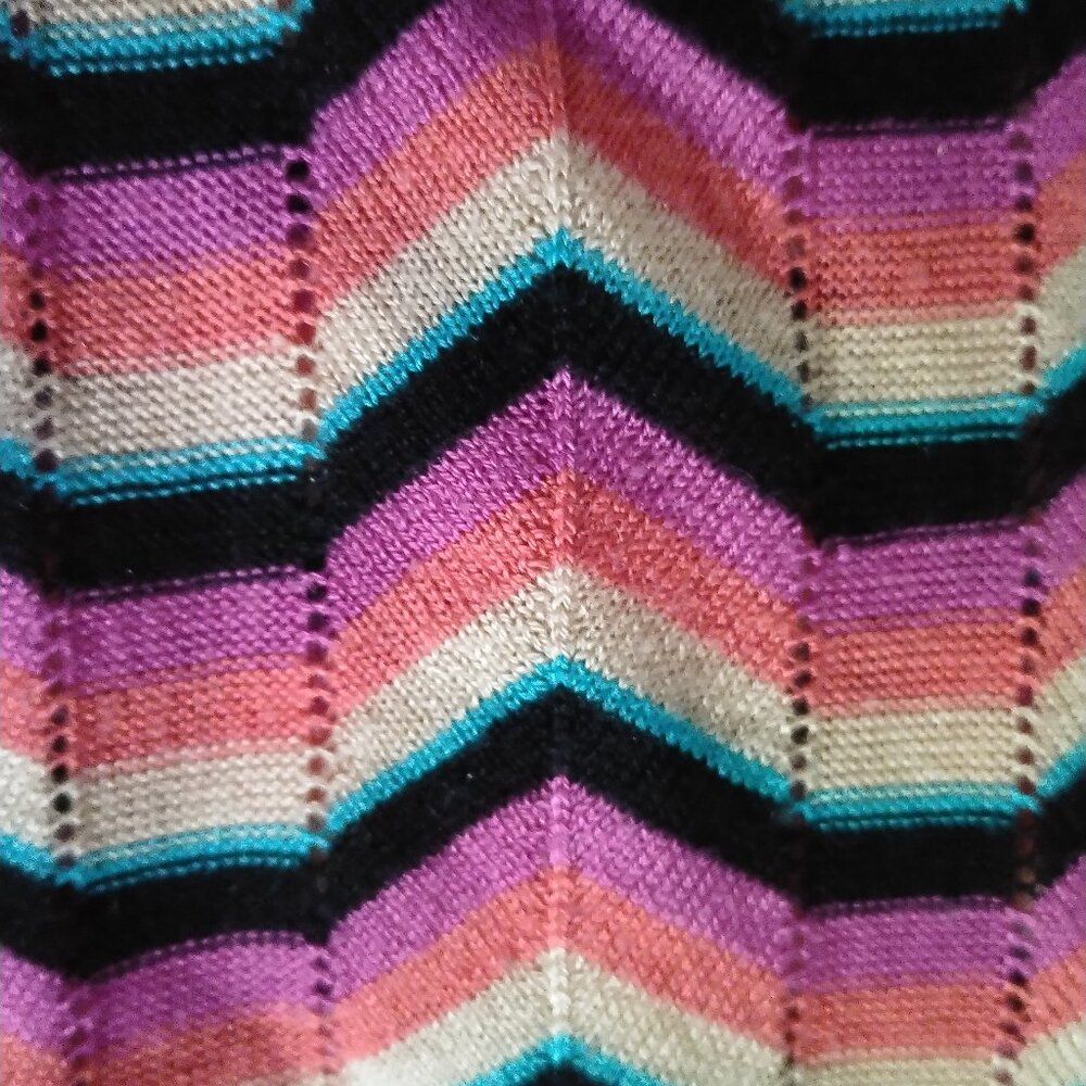 SI-IAE Silk-Cashmere Blend Multi-Colour Chevron Stripe Cardigan, XS - Picture 7 of 12